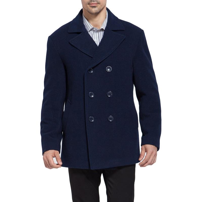 BGSD Men Mark Classic Wool Blend Pea Coat – Regular Big & Tall and ...
