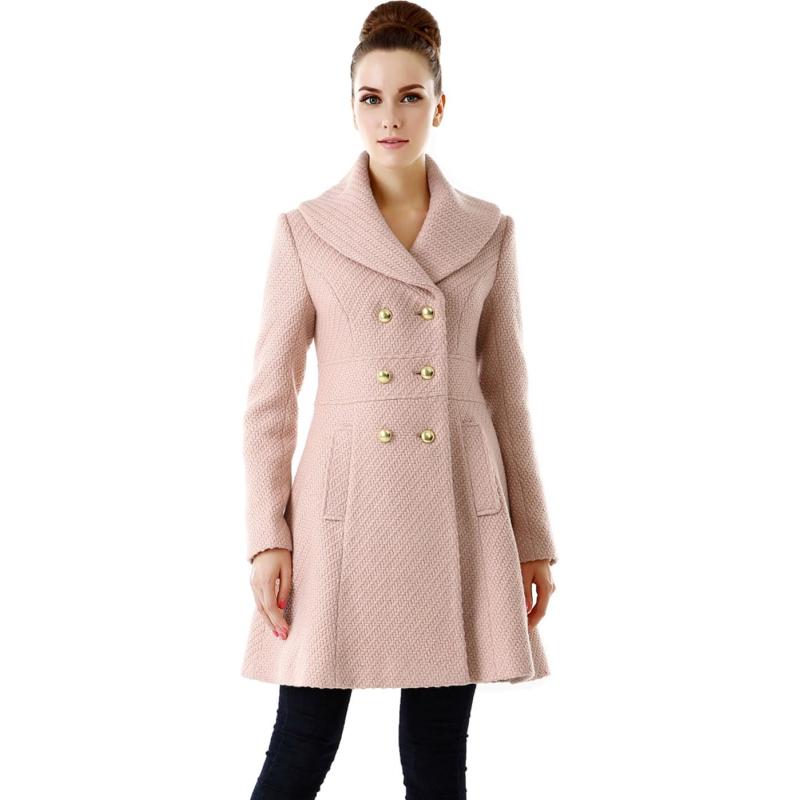 BGSD Women Wool Shawl Collar Walking Coat(Blush) - BGSD Clothing Sale